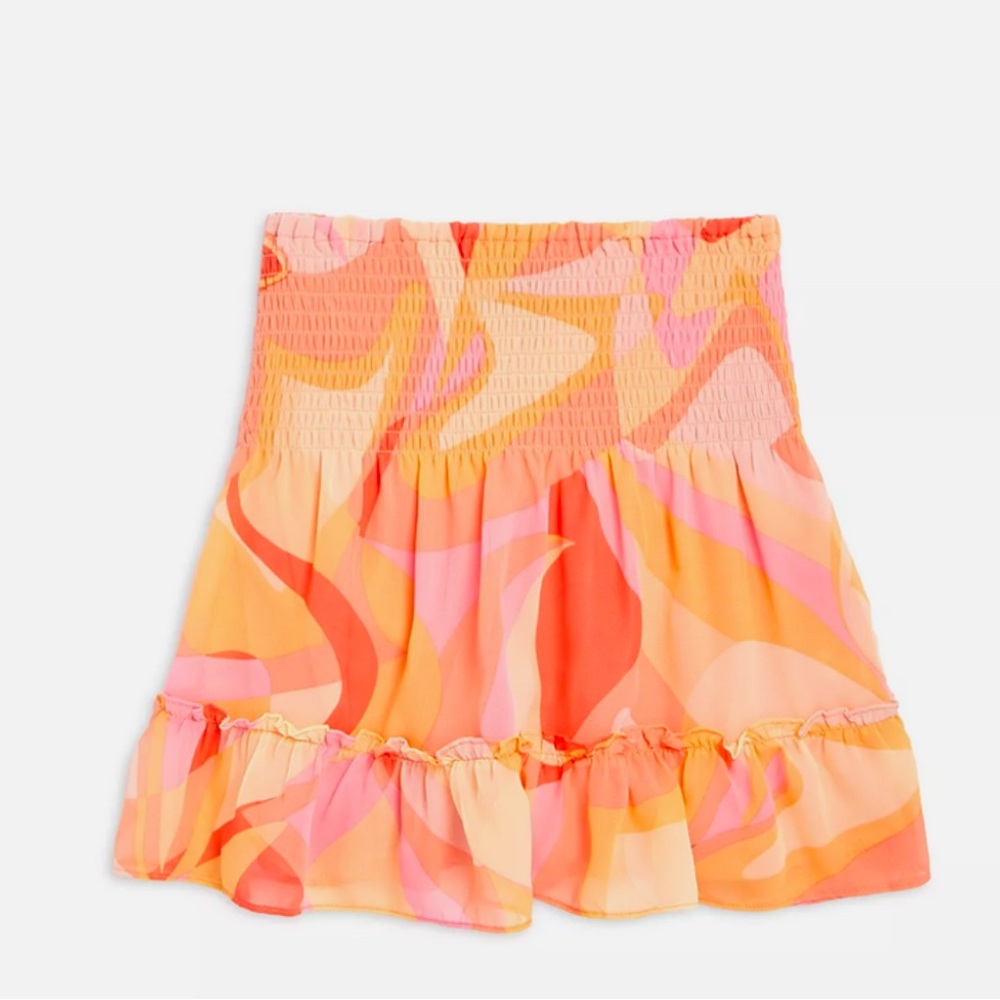 AQUA Girls Abstract Print Smocked Skirt Size M